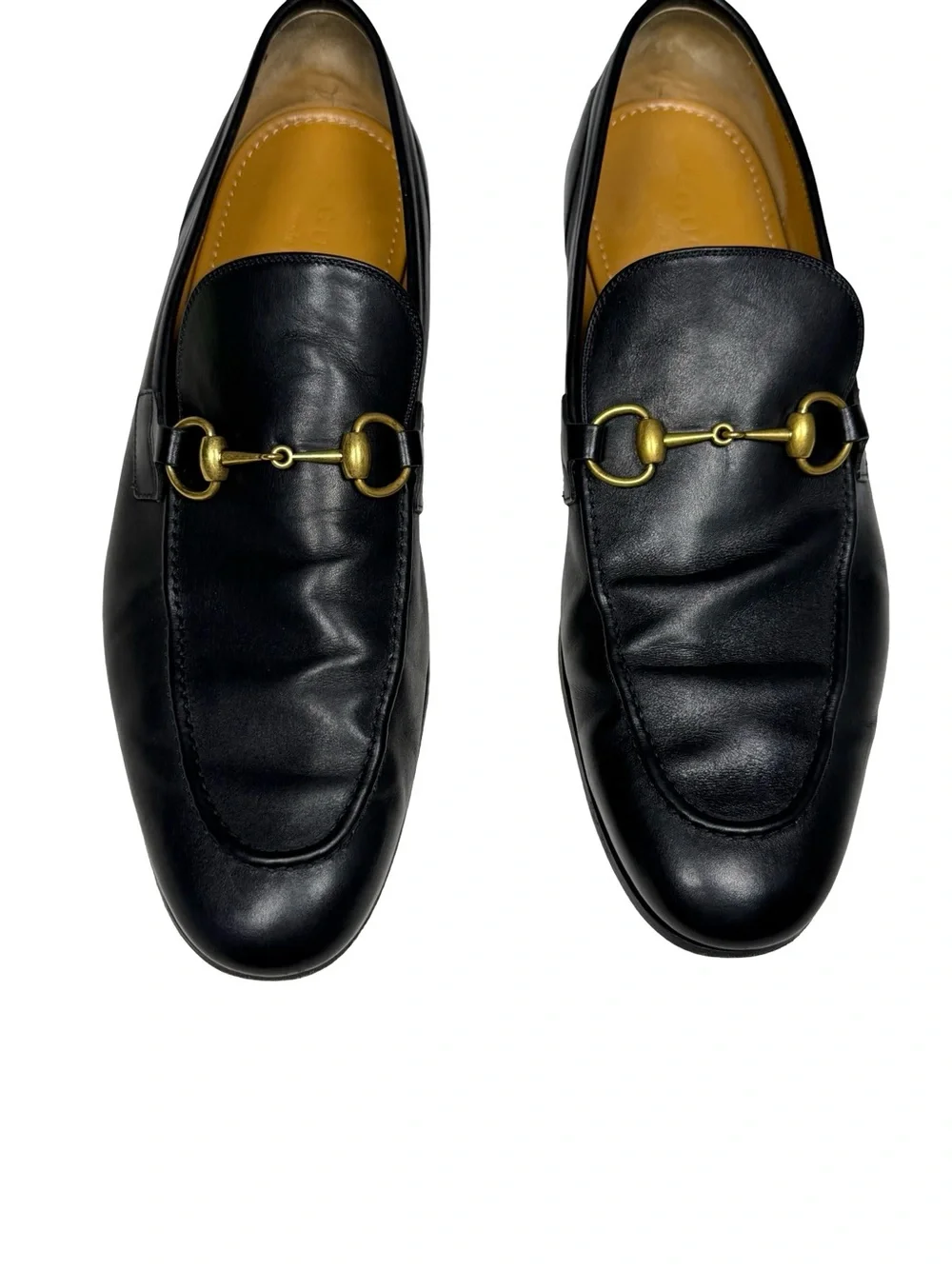 Gucci Jordaan Black Leather Horsebit Loafers Mens 10.5 Designer Luxury Italian